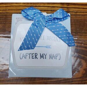 Nursery Room Door Plaque 5x5 "Adventure Begins (After My Nap)" Wall Door Sign